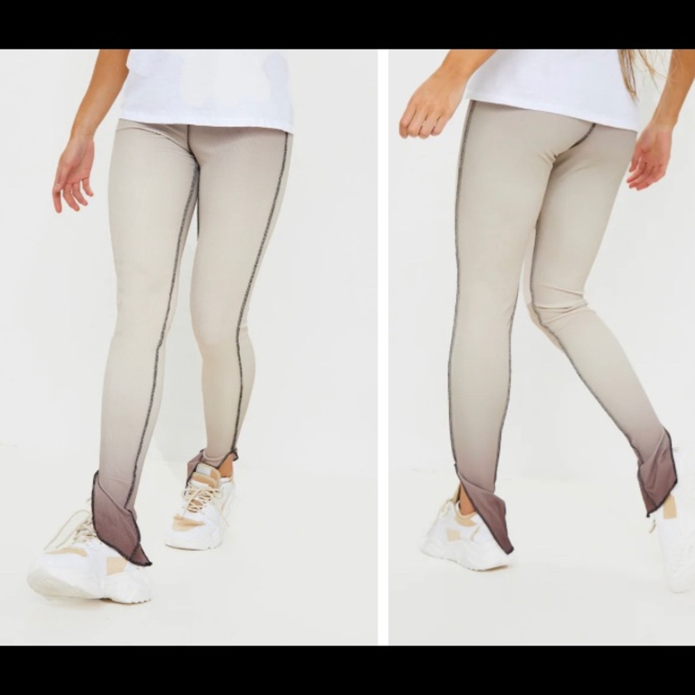 Stone Ombre Rib Contrast Stitch Skinny Pants